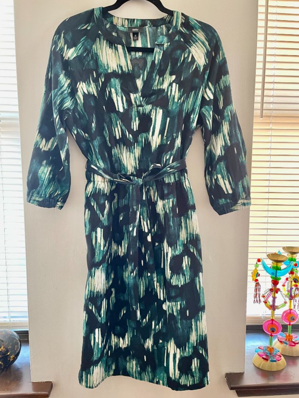 Mossimo | Green Multi-Color Knee-Length Dress